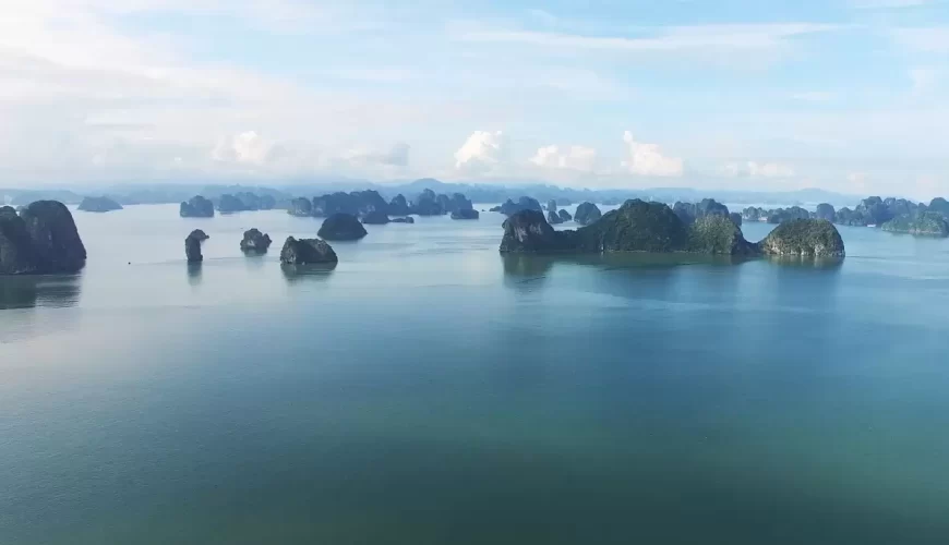 A part of Halong Bay with many limestone islands